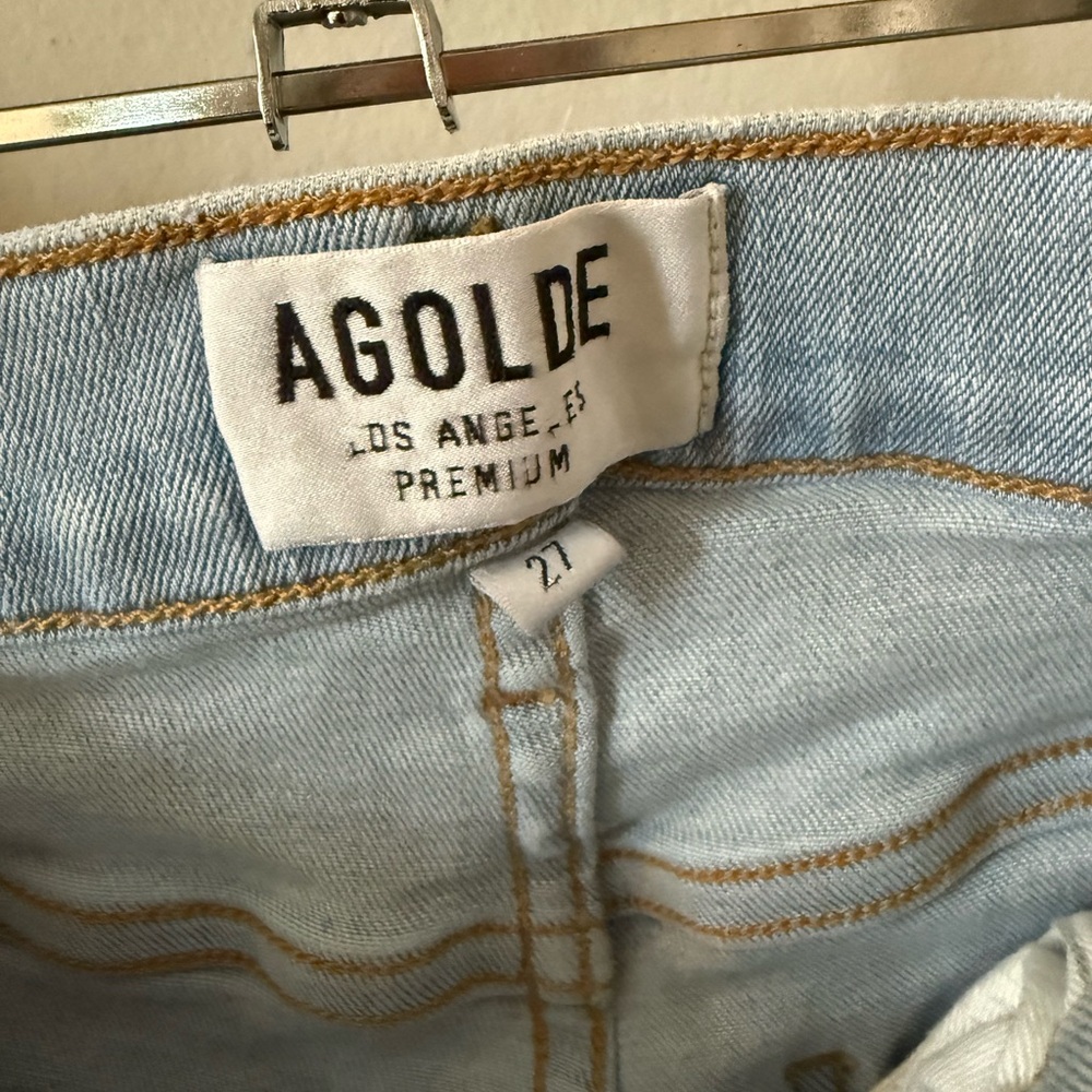 AGOLDE Light Blue Women's Stretch Raw Hem Jeans - Picture 3 of 4